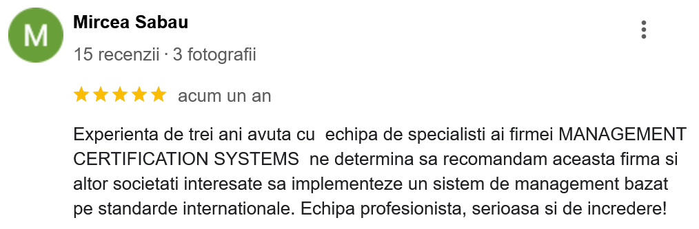 Mircea Sabau certificare iso